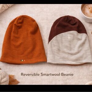 Smartwool reversible wool Beanie burnt orange burgundy 38084